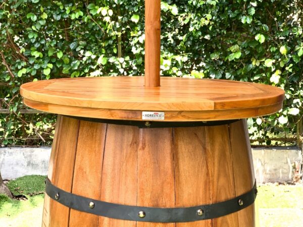 BARREL-OUTDOOR-TABLE,TEAK-W00D-TABLE