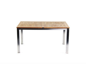 ACCURA OUTDOOR DINING TABLE  is a unique piece of furniture that blends traditional and industrial design elements. Its a Teak wood top and 304 SST frame.